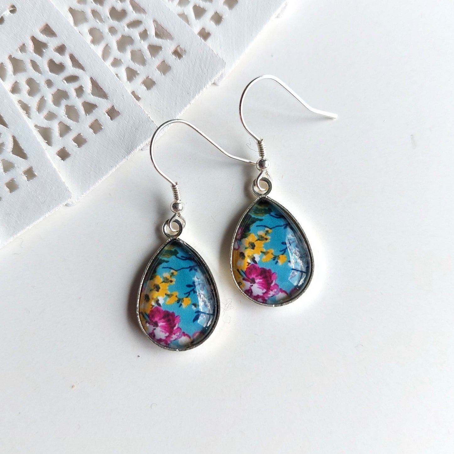 Glass Dome Earrings - Sterling Silver Hooks