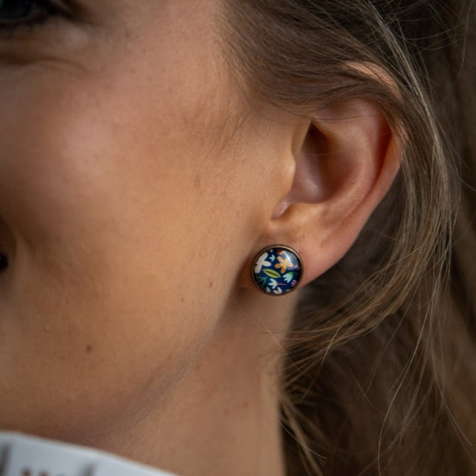 Glass Dome Studs Earrings 12mm